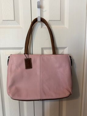 Latico Leather Pink Tote Bag with Brown Handles